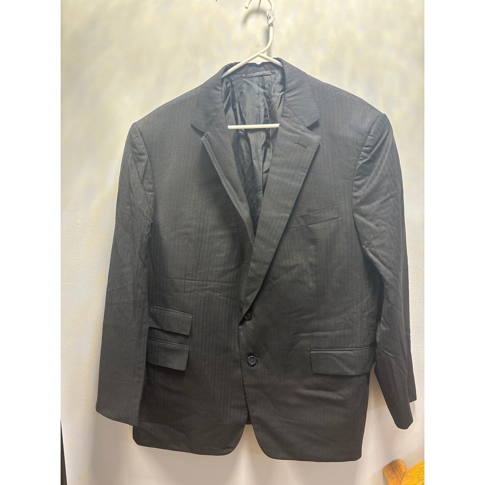 Ralph Lauren Purple Label Herringbone Two-Button Blazer Sz46R Charcoal Grey
